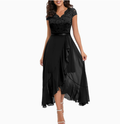 MICKSS Elegant Black Lace Maxi Dress for Women