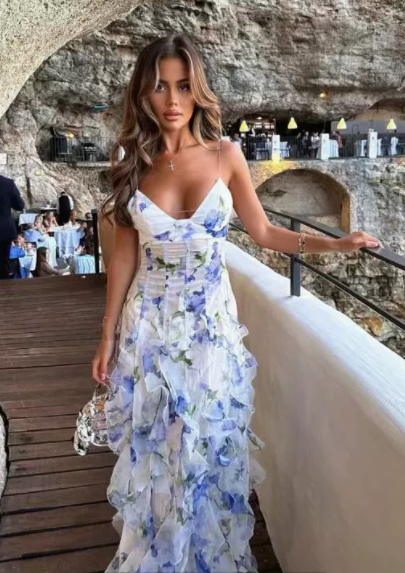 MICKSS Elegant Floral Maxi Dress for Women