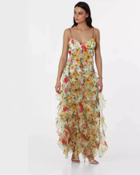 MICKSS Elegant Floral Maxi Dress for Women
