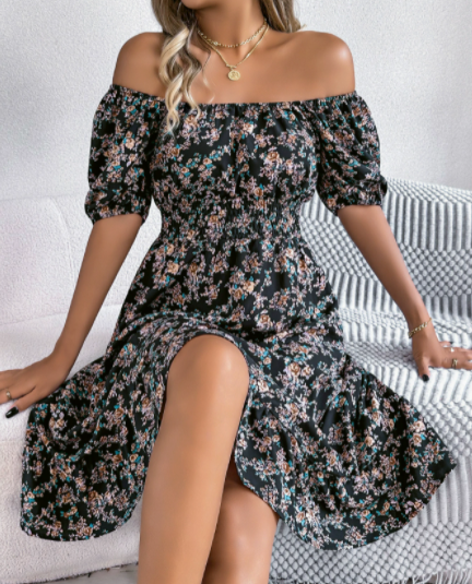 MICKSS Bloemen Off-Shoulder Midi Jurk voor Dames
