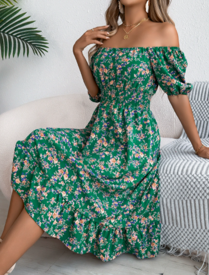 MICKSS Bloemen Off-Shoulder Midi Jurk voor Dames